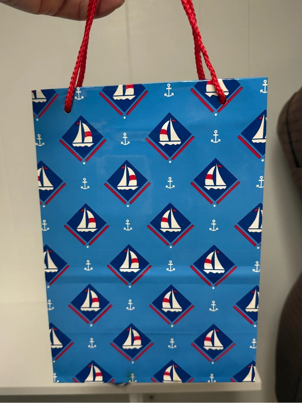 Vintage American Greetings Blue Nautical Sailboat Gift Bags (2 Bags) Gift Wrap